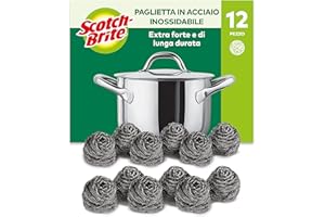 Scotch-Brite Paglietta in Acciaio Inossidabile, Confezione da 12 Pezzi - Per una Pulizia Potente ed Efficace
