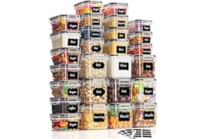 GoMaihe Pojemniki na zapasy z pokrywką, hermetyczne pudełko do przechowywania: 27 sztuk, zestaw kuchenny na mąkę, musli, cukier