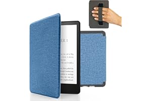 MyGadget Etui na Amazon Kindle 11. generacji (model 2022 - 6 cali) magnetyczne etui z klapką - ochraniacz w stylu książki, z elastycznym paskiem na rękę - jasnoniebieskie