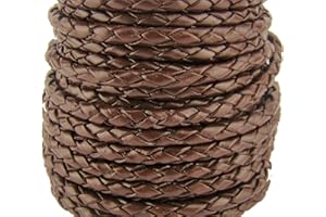 esnado Lederschnur Rund geflochten 4 mm. Braun 2 m - Länge: wählbar