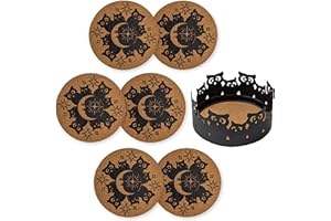Mango Steam Lot de 6 sous-Verres décoratifs en Forme de Chouette pour Boissons et Tasses avec Support en métal Noir