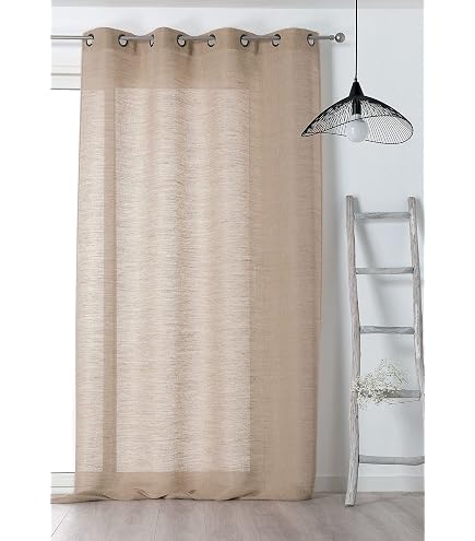 Voilage Certifié Non Feu M1 LINDER 145x240cm - Ivoire, Tissu Ignifugé Haut De Gamme
