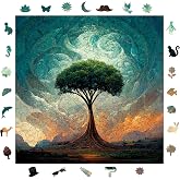 WePuzzleUp Ahşap Puzzle Yetişkin - Yaşam Ağacı - 353 Par&ccedil;a, 29 x 29 cm - Yapıştırıcı Folyo Dahil - Benzersiz Şekilli Par&ccedil;alar