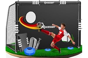 ‎KESSER KESSER® Fußballtor für Garten Robustes Outdoor Training Schusstraining UV-beständigem Netz, Stahlrahmen mit Polsterung, Erdhaken, Luftpumpe, Hüttchen, Montagezubehör für Kinder und Erwachsene