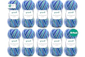 ‎GRÜNDL Gründl Wool Lisa Premium Colour - Yarn for Knitting with Colour Gradient - Knitting Yarn - Crochet Yarn - Soft and Skin Friendly - 100% Polyacrylic 10 Balls 50 g / 133 m - Needle Size 3.5-4.5 - Mint
