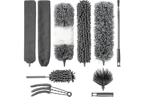 LCXCXY 10 Pcs Plumero Atrapapolvo, Plumero Telescopico Extensible, Longitud telescópica hasta 245 cm, Plumero Extensible Apto para Limpieza de techos, Ventiladores de Techo, lámparas de araña