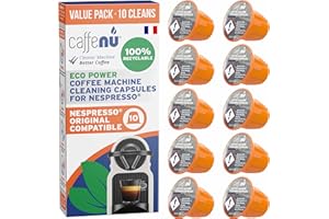 Caffenu 10 capsules de nettoyage Nespresso | Nettoyant pour machine à café pour café croustillant | Accessoires Barista | À combiner avec le kit de détartrage Nespresso