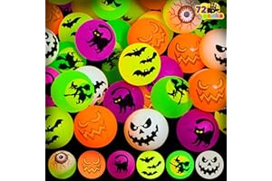 JOYIN 72 Stück Halloween Flummi Im Dunkeln leuchtende Springende Bälle 32mm Gummiball Springball Hüpfball für Halloween Party Mitgebel Spielzeug Geschenk Süßes oder Saures
