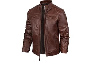 fjackets Leather Jacket Men Motorcycle Style - Quilted Cafe Racer Mens Leather Jackets