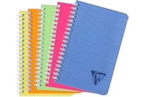 Clairefontaine 328535C collezione Linicolor fresco Taccuino a Spirale - 11x17 cm - 100 pagine a quadretti piccoli - Carta Bianca 90g - copertina in polipropilene trasparente - colore casuale