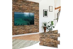 NOVECRAFTO 3D Wall Panels - 20 Sheets Covering 9.22 sqm | 99.2 sqft Moisture Resistant PVC Plastic Cladding Panel - 96 cm x 48cm | 37.79 x 18.89 in - Rustic Tan with Brickwork Effect