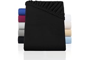 ‎BASATEX BaSaTex Winter Thermo Fleece Spannbettlaken - wärmendes plüsch Spannbetttuch Teddy Flausch - Flauschiges Bettlaken | Größe: 140x200-160x200 cm | Farbe: Schwarz