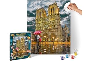 SMOBY Schipper 609130817 Malowanie według numerów - Notre Dame - obrazy dla dorosłych, łącznie z pędzlem i farbami akrylowymi, 40 x 50 cm