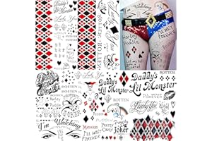 EGMBGM 5 Sheets HQ Temporary Tattoos For Women Girls Adults Halloween Makeup Kit, Joker Face Tattoos Halloween Costume Party Accessories, Prisoner Gothic Inmate Rapper Fake Tattoo Stickers Decals