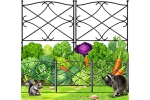 AMAGABELI GARDEN & HOME Amagabeli Garden Home 5 szt. 60 cm x 3 m, dekoracyjne metalowe ogrodzenie ogrodowe, płoty ogrodowe, kompletny zestaw, ogrodzenie, metal, drewno, drut