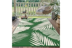 GENIMO Tapis Exterieur Resistant Pluie,Reversible Recyclable Résistant aux UV Tapis Extérieur Terrasse, Tapis Plastique Exterieur pour Balcon, Jardin, Camping, Barbecue, 180x275cm, Foncé & Vert