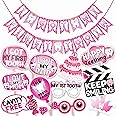 Wobbox First Tooth Photo Booth Party Props (13 Pcs) with I Got My 1st Tooth Check Pattern Bunting Banner, Pink Colour Stylish Font, First Tooth Decoration, First Tooth Decoration Items for Baby