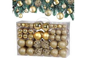‎DEUBA Deuba® Weihnachtskugeln 100tlg Ø 3-6cm Kunststoff matt glänzend Christbaumkugeln Christbaumschmuck Anhänger Weihnachtsbaumkugeln Weihnachtsdeko Gold