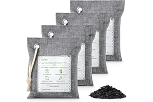 CLEVAST Bamboo Charcoal Air Purificante Bag, Purificatore d'Aria,confezione da 4 eliminatori di odori per casa,filtro a carbone attivo per auto,armadi,bagni e aree animali