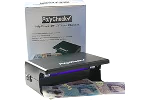 PolyCheck - Comprobador de dinero ultravioleta con bombilla de 4 W fácil de cambiar – Detecta los billetes de polímero y papel falsos