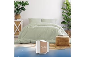 ‎SAMTHUS Samthus Bed Linen (155 x 220 cm), Cotton, Satin, Oeko-Tex Made in Green, Heavenly Soft Sleep, Bed Linen Set with 1 x Duvet Cover (155 x 220 cm) + 1 x Pillowcase 80 x 80 cm), Green