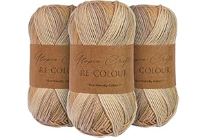 Utopia Crafts Re-Colour Ombre - Ovillo de lana para tejer y ganchillo, 3 unidades, 100 g (color beige atardecer)