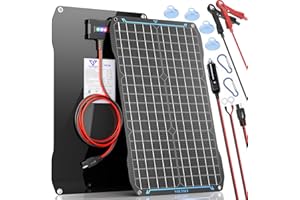 Voltset 30W Solar Panel Car Battery Charger, 12V ETFE Portable Waterproof Solar Power Trickle Battery Charger & Maintainer for Car, Boat, RV, and Motorcycles with Cigarette Lighter ＆ Alligator Clips