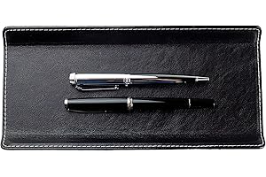 DELMON VARONE - FINE LEATHERGOODS MADE IN GERMANY DELMON VARONE - Federschale aus Premium Leder Vintage Anilin schwarz - Echtleder Stiftablage für Kugelschreiber und Füller - Elegante Stifteschale mit schwerer Metalleinlage für Schreibtisch und Büro