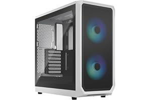 Fractal Design Focus 2 RGB White -Tempered Glass Clear Tint - Mesh front – Two 140 mm RGB Aspect fans included - ATX Gaming Case