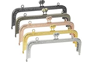 Yesaler Fermoir pour Sac à Main en Métal Vintage Cadre de Sac à Main en Métal Carré Robuste 20cm pour Sac à Main Bricolage Fabrication de Sacs 5 Pièces