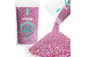 v1rtus Glitter Paint Additive - Pink Holographic | 100g Metallic Flakes for Adding Sparkle to Paints & Wood Varnish | Add to Emulsion, Acrylic & Latex for Indoor Sparkly Walls