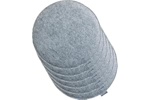 Brandsseller Cojín de fieltro redondo acolchado para silla, diámetro de 35 cm, paquete de 6 unidades, color gris claro