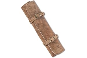 Angus Stoke Sam Sac à Couteaux en Cuir véritable pour Couteaux de Chef, Grand Sac à Couteaux, verrouillable, Sac de Cuisine Sam