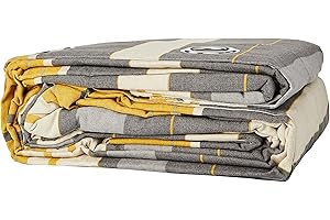 Fusion Whitworth Stripe Eyelet Lined Curtains, Ochre, 90 x 90 Inch