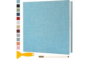 SEMFALBUUMS Album Photo Adhesif Vierge 28x27 CM Classeur Photo Livre Photo Personnalisable Scrapbook de Classe Mariage Livre D'or Enfant Bebe DIY Carte Postale, 40 Pages Bleu Clair