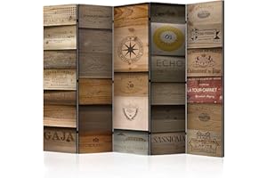decomonkey Biombo Madera 225x172 cm Separador Bilateral con Impresión a en el Lienzo Decoracion con Imagen Impresa Grande Biombos de Dormitorio Retro Vintage Vino