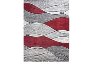 SrS Rugs® Impulse - Area Rug for Living Room, Bedroom, Hallway Runner Rug - Abstract Geometric Design - Provides Home with Comfort and Warmth (Red Waves, 120cm x 170cm)