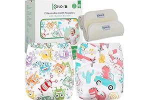 Kolo – Set 2 Pannolini Lavabili Riutilizzabili per Neonati e Bambini + 2 Inserti Assorbenti in Bambù | Taglia Regolabile, Unisex, 100% Ecologici | Fantasia MonsterParty