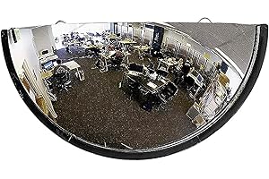 Vision Metalizers Akrylowe lustro bąbelkowe 45 cm z czarną krawędzią, okrągłe lusterko ochronne do miejsc bezpieczeństwa na podjeździe, widok z boku magazynu zewnętrznego, okrągłe lustro ścienne do