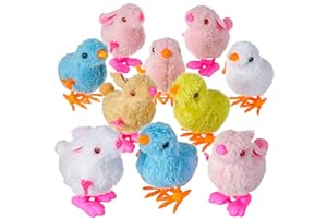 THE TWIDDLERS - 10 Wind Up Toy Chicks and Bunnies, Toy Animal Easter Egg Basket Fillers, Kids Party Prize Gift Favours - 5 Assorted Colours