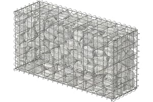Relaxdays Gabion, insynsskydd för trädgården, stenkorgen, 4 mm tråd
