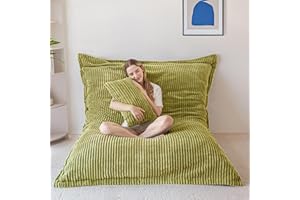 MAXYOYO Pouf Gigante, Fodera Sfoderabile in Morbido Velluto a Coste, Grande Cuscino da Pavimento con Soffice Imbottitura in Schiuma, Bean Bag per Adulti e Bambini