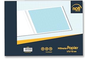 ‎PLASTOREG Plastoreg Millimeterpapier/Millimeterblock A3-50 Seiten Premiumpapier 95g/m² mit blauen Raster/Linien in 1/5/10mm u.a. für technische Zeichnungen