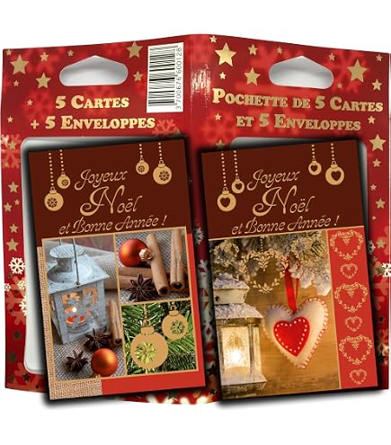 Cartes De Vœux Argenté Sapins Neige - Lot De 5 Cartes + Enveloppes, Fabriqué En France, Format 13,5x8,5 Cm - 3