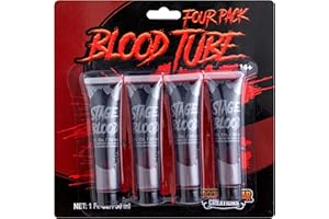 Spooktacular Creations 4 Confezioni 1 oz Tubo di Sangue di Vampiro di Halloween Finto Sangue di Scena di Sangue Finto per Costumi di Halloween, Zombie, Vampiri e Mostri Truccare e Vestire