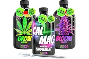 HOMEGROW24 Set de trio d'engrais, pour les soins complets des plantes de cannabis, set de 3 flacons de 250 ml, pour une récolte réussie et des plantes saines
