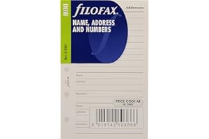 Filofax 510201 Recharge pour Organiseur nom/adresse/téléphone Blanc