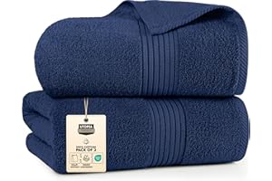 Utopia Towels - 2 Lujosa Sábana de Baño Jumbo - Toalla Extra Grande 100% algodón, Muy Absorbente y de Secado rápido - Toalla de Hotel Super Suave (180 x 90 CM, Azul Marino)