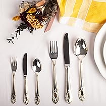 Set Posate 48 Pezzi Per 8 Persone - Acciaio Inox, Con Coltello Da Bistecca, Lavabile In Lavastoviglie - Foto 3