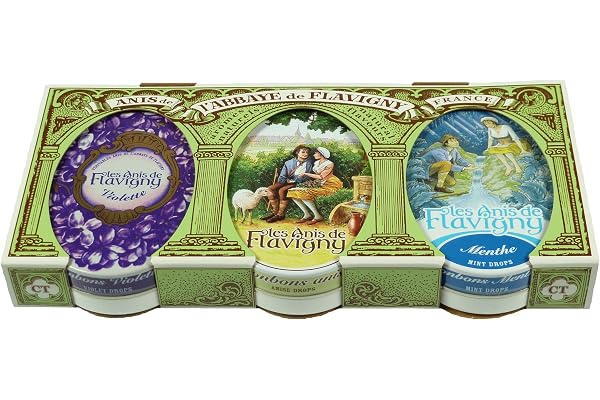 Les Anis de Flavigny - Trio anisgodis/violer, natur, mynta – 3 x 50 g